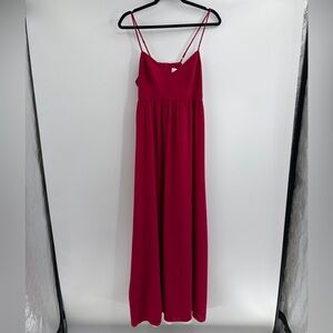 Amanda Uprichard Maxi Dress silk Red Spaghetti Strap Formal Evening Gown large